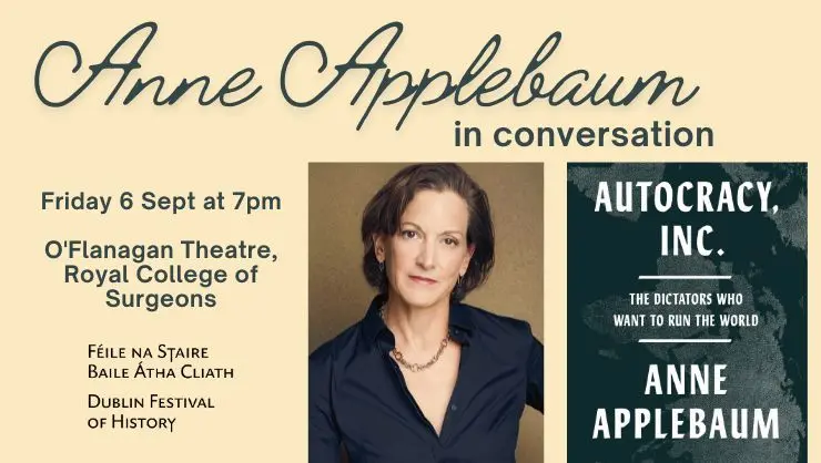 Image of Anne Applebaum and the Cover of her book Autocracy, Inc